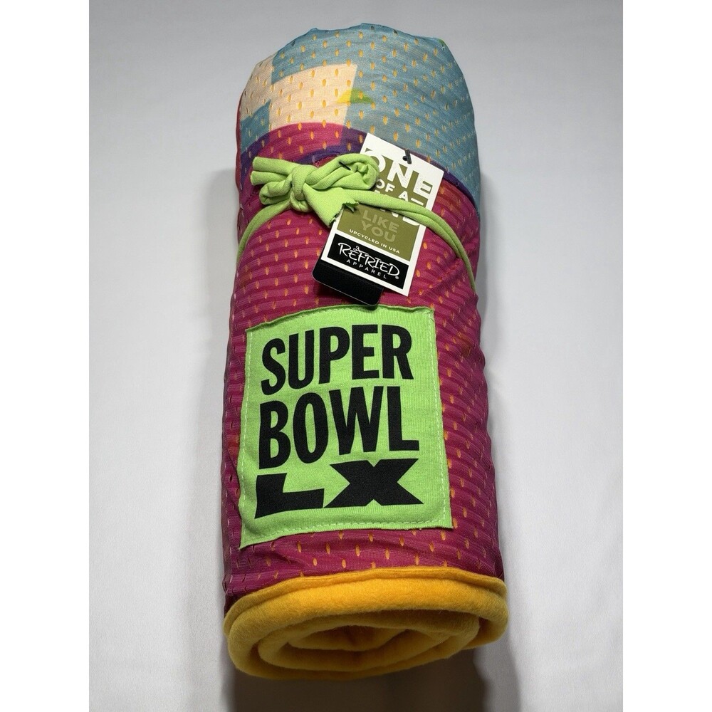 Super Bowl LIX NFL Football Refried Fleece Throw Blanket Upcycled New 46x55